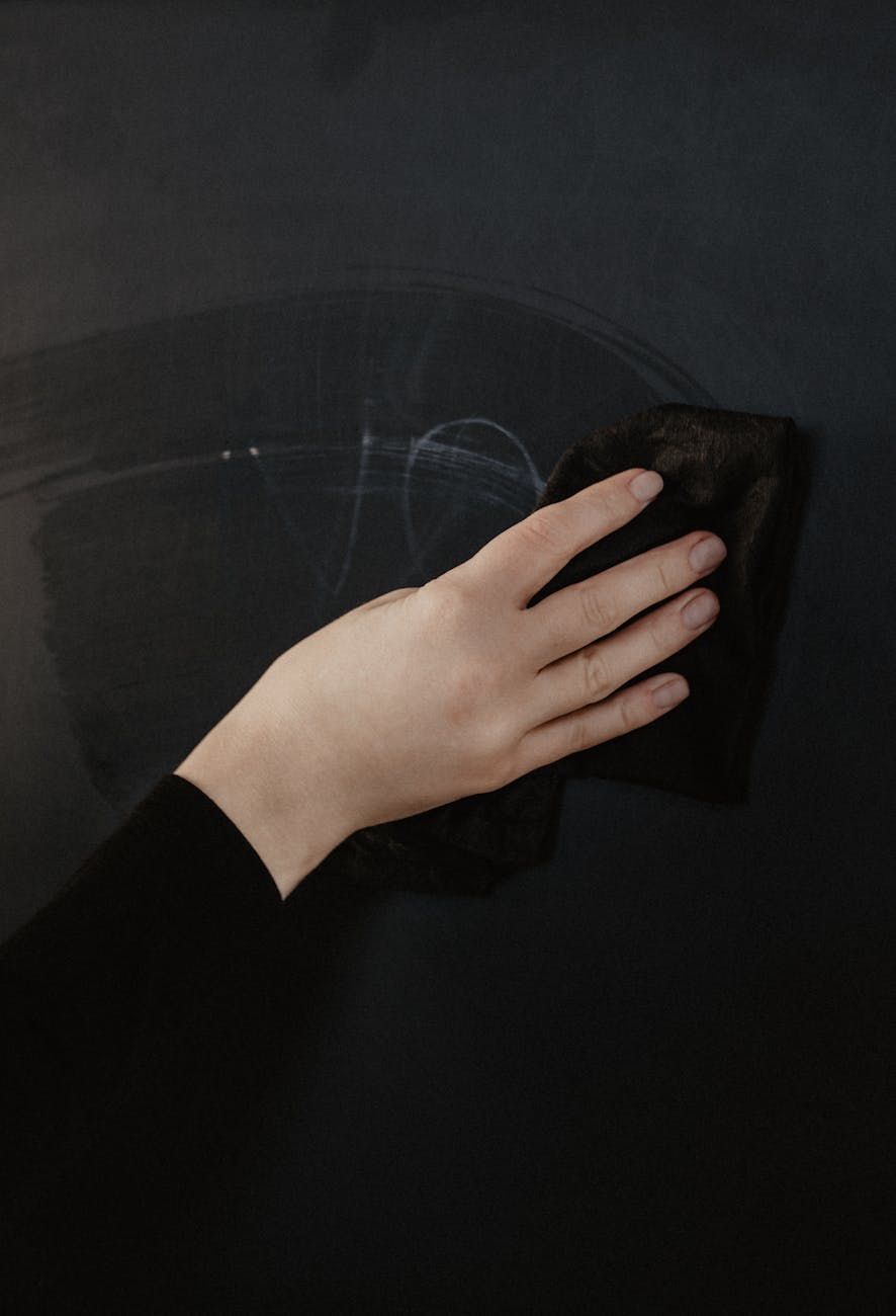 person erasing the chalkboard